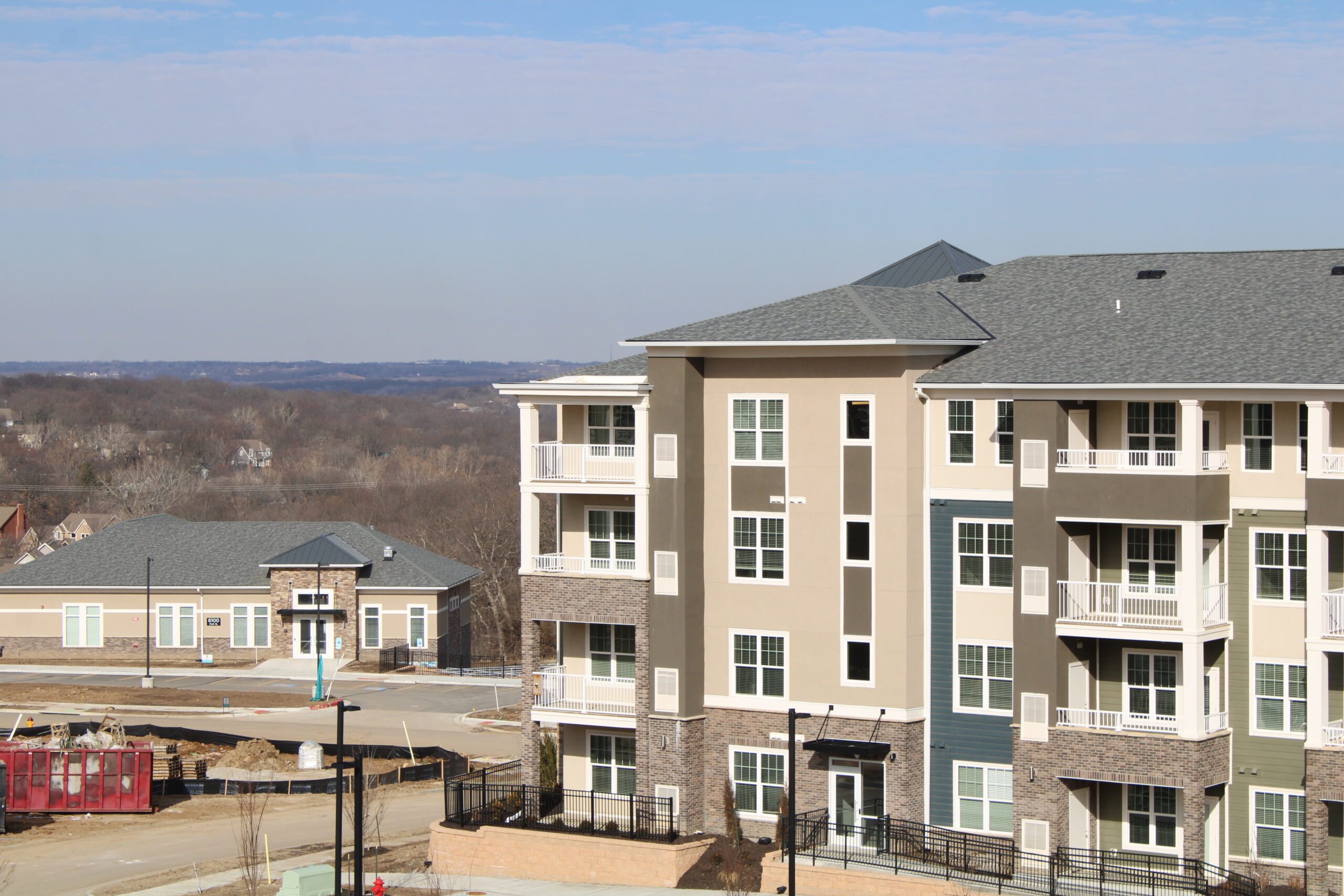 Exterior of apartment building in Kansas City, MO.